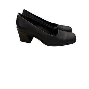 Vintage Black Bass Square Toe Block Heels, size 10